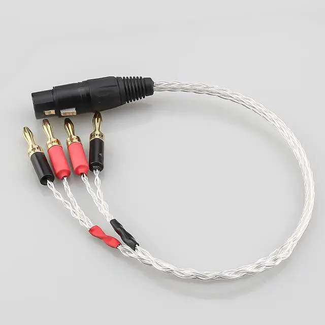 Alt view image 2 of 6 - OCC Silver Plated XLR Female 4pin to Deluxe 4mm Banana Plug Audio Cable Speaker Amplifier Length: 0.5m