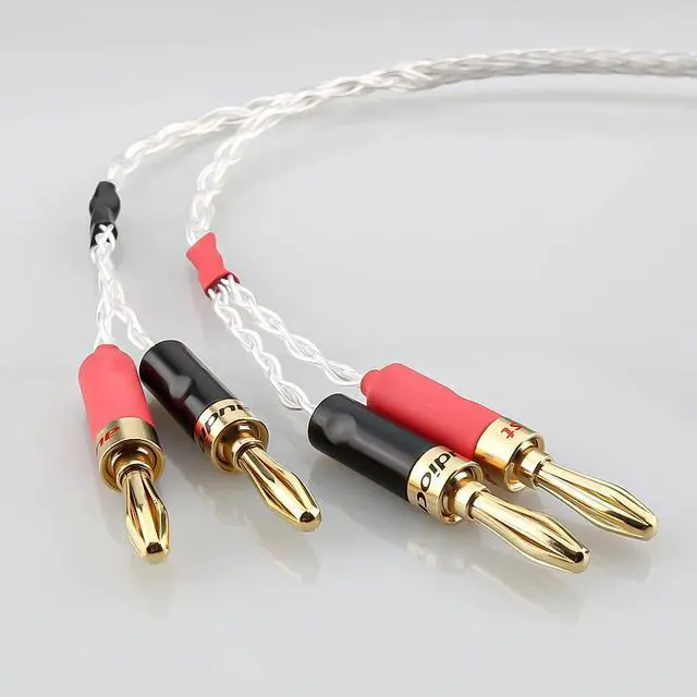 Alt view image 4 of 6 - OCC Silver Plated XLR Female 4pin to Deluxe 4mm Banana Plug Audio Cable Speaker Amplifier Length: 0.5m