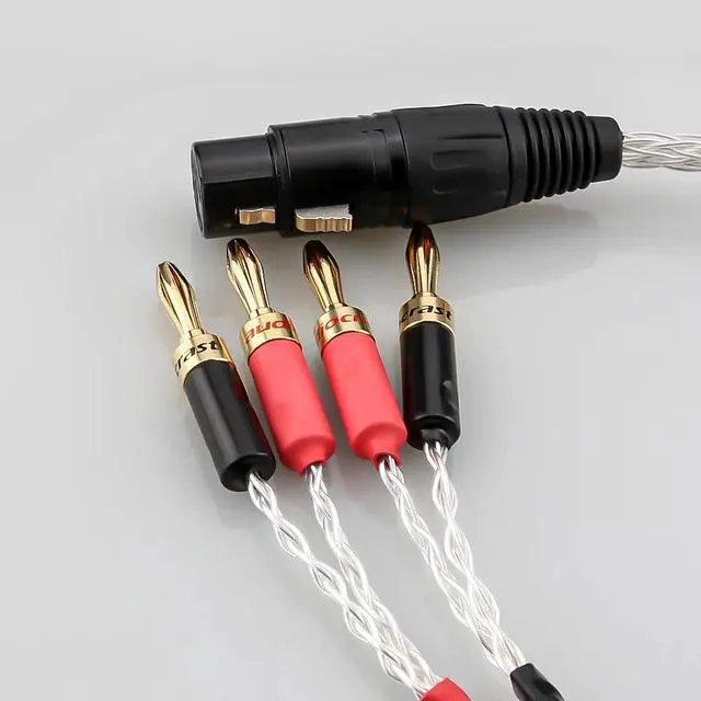 Alt view image 6 of 6 - OCC Silver Plated XLR Female 4pin to Deluxe 4mm Banana Plug Audio Cable Speaker Amplifier Length: 0.5m