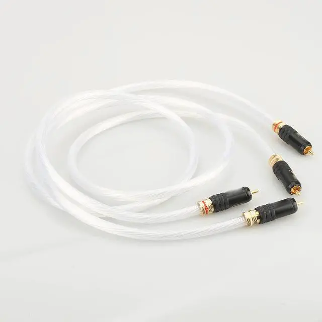 Alt view image 3 of 6 - Single Silver gold Rca plug 2RCA to 2RCA Audiophiles Audio Cable for Home Theater DVD TV Amplifier CD Length: 5m