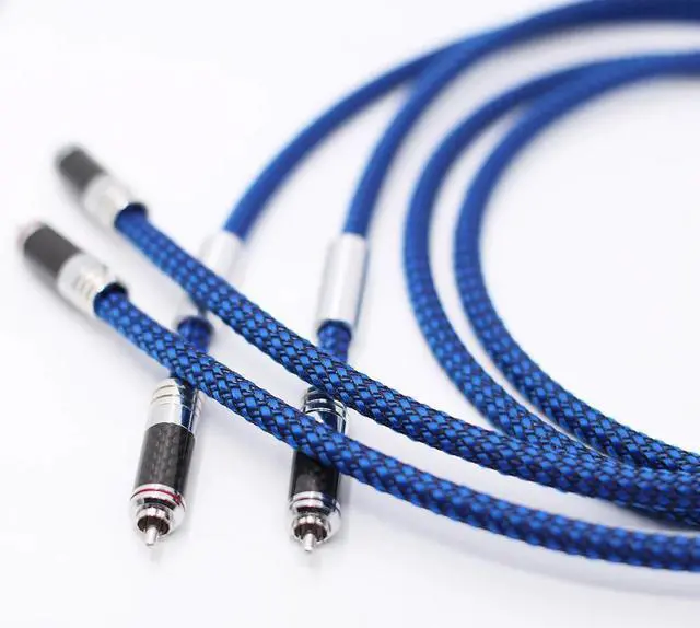 Alt view image 6 of 6 - 1 Pair Interconnector cable Silver Plated with 2RCA Male to 2RCA Male audio cable Length: 1m