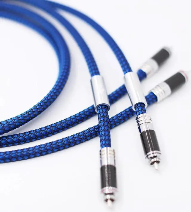 Alt view image 5 of 6 - 1 Pair Interconnector cable Silver Plated with 2RCA Male to 2RCA Male audio cable Length: 1m