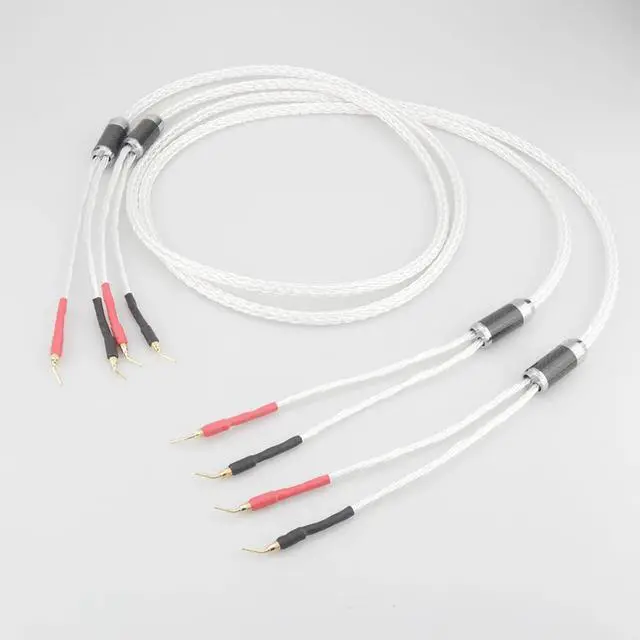 Main image of 8AG Silver Plated 16 Stands HIFI OCC Speaker Cable With 2mm Pin Banana Plug Loudspeaker Cable Length: 2m