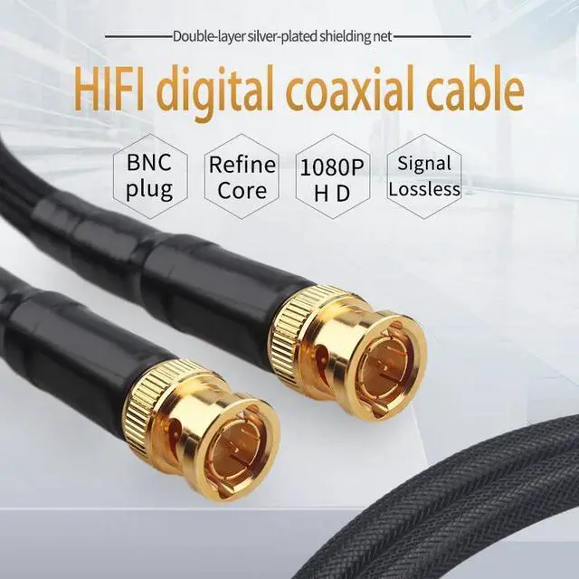 Alt view image 2 of 6 - Pure Silver BNC Digital Coaxial Cable HD Video Cable DI Radio Frequency SMA HiFi Audio Cables Length: (1m)