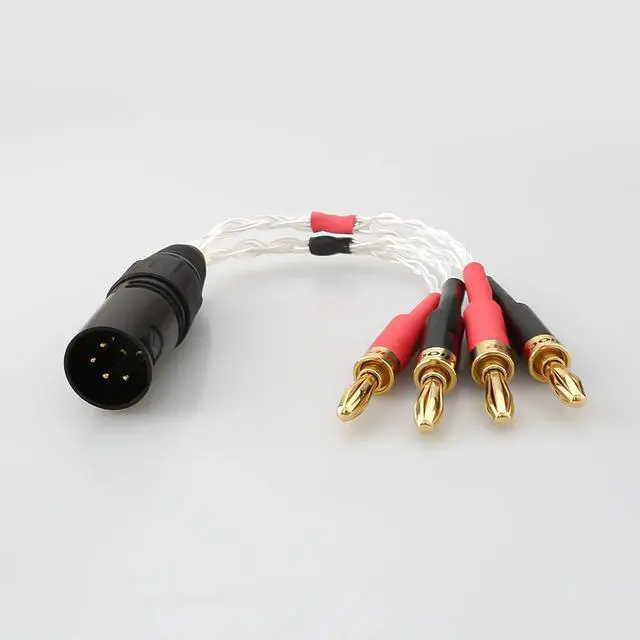 Alt view image 2 of 6 - HiFi OCC Silver Plated XLR Male 4pin to Deluxe 4mm Banana Plug Audio Cable Speaker Amplifier Length:1m