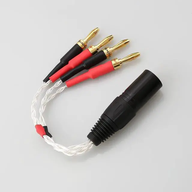 Alt view image 5 of 6 - HiFi OCC Silver Plated XLR Male 4pin to Deluxe 4mm Banana Plug Audio Cable Speaker Amplifier Length:1m