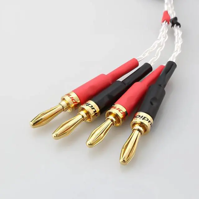 Alt view image 4 of 6 - HiFi OCC Silver Plated XLR Male 4pin to Deluxe 4mm Banana Plug Audio Cable Speaker Amplifier Length:1m