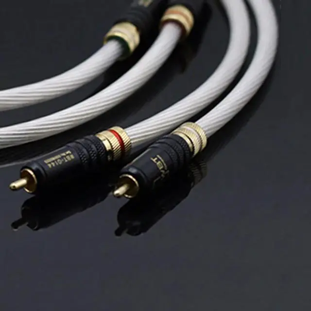 Alt view image 2 of 5 - HIFI RCA Cable Audio Cable 7N OCC Single Silver Plated Interconnect Cable With Gold Plated RCA olug Length:1m