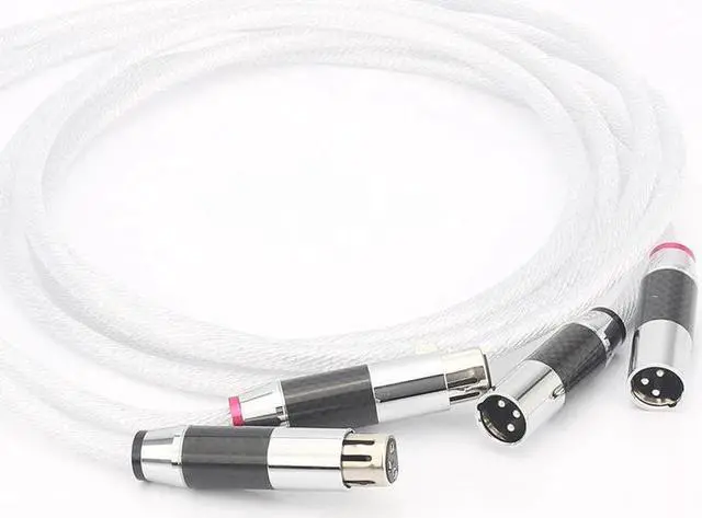 Alt view image 2 of 6 - A58 5N Silver plated OCC XLR Balanced Audio Cable Male Female carbon fiber xlr Amp HiFi Length:0.5m