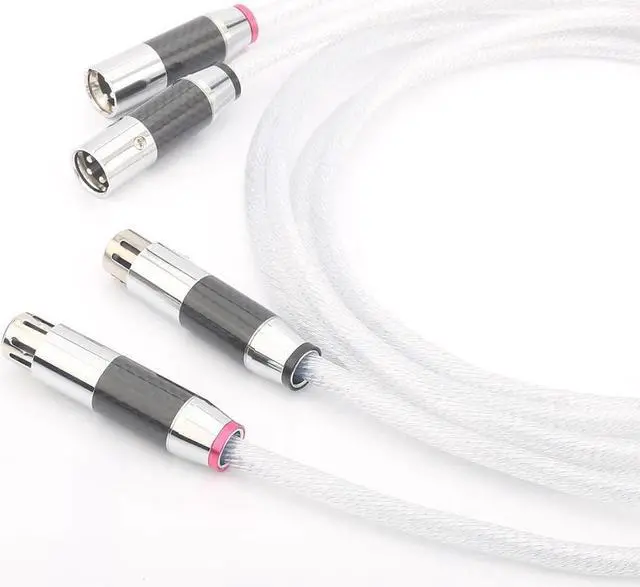 Alt view image 3 of 6 - A58 5N Silver plated OCC XLR Balanced Audio Cable Male Female carbon fiber xlr Amp HiFi Length:0.5m