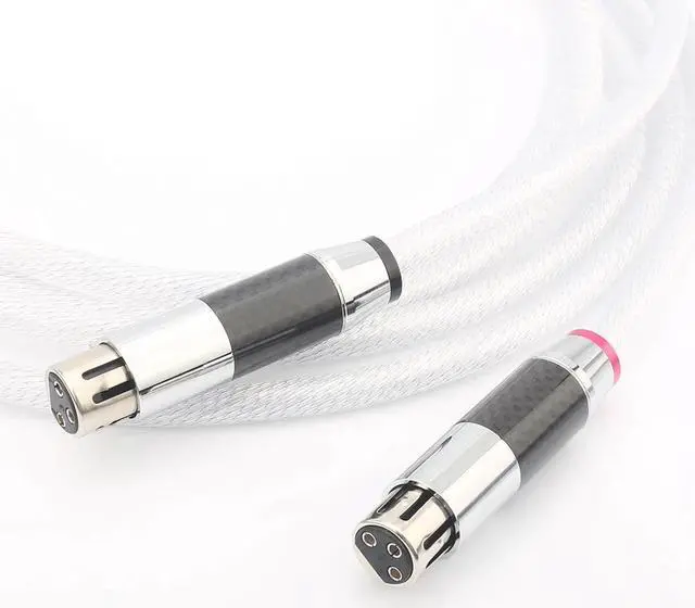 Alt view image 6 of 6 - A58 5N Silver plated OCC XLR Balanced Audio Cable Male Female carbon fiber xlr Amp HiFi Length:0.5m