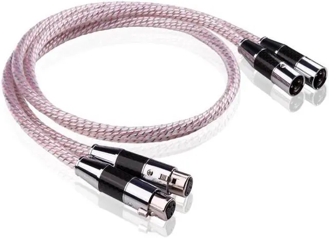 Alt view image 2 of 2 - pair XLR Balance Interconnect Cable,wire With Carbon Fiber XLR Plug Length:1m