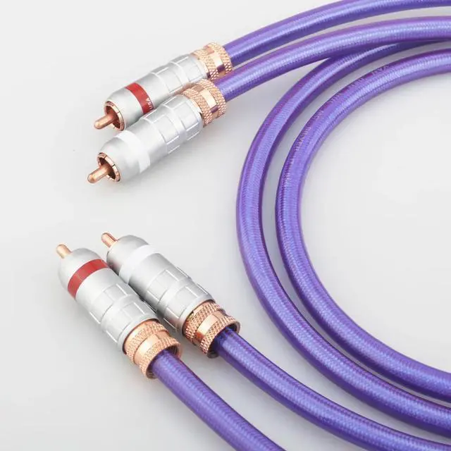Alt view image 6 of 6 - A20 OCC copper silver plated HiFi Audio RCA interconnect cable with RCA plug Analog HIFI Cable Length:2m
