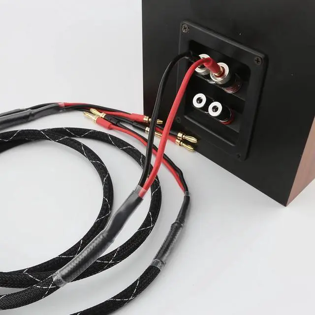 Main image of Hifi 6N Pure copper Speaker Cables Banana Plug 2 to 2 Connector Audio Amplifier CD DVD Player Speaker Cable Length:(1.5m)