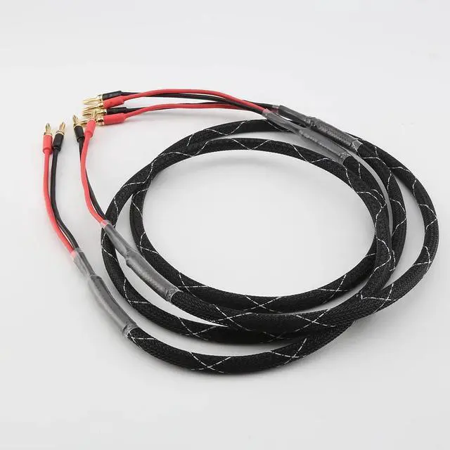 Alt view image 6 of 6 - Hifi 6N Pure copper Speaker Cables Banana Plug 2 to 2 Connector Audio Amplifier CD DVD Player Speaker Cable Length:(1.5m)
