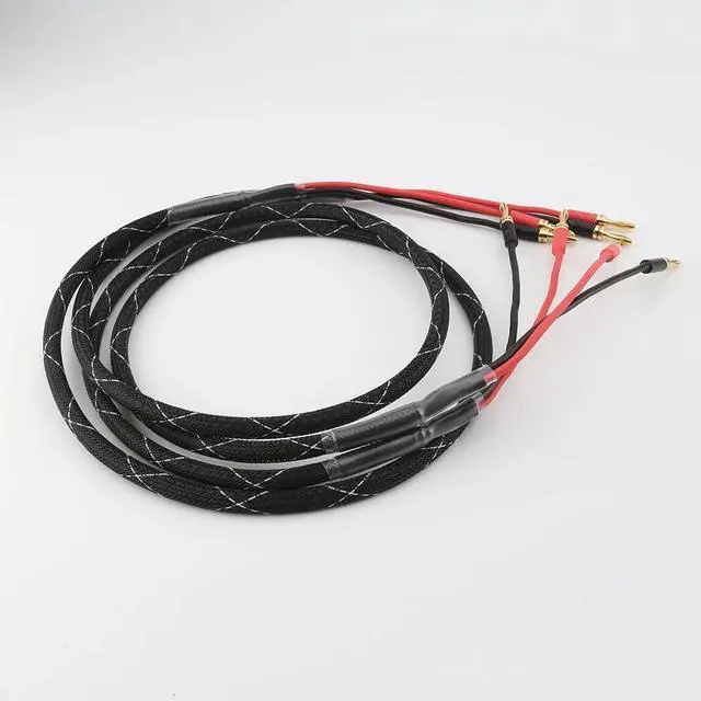 Alt view image 5 of 6 - Hifi 6N Pure copper Speaker Cables Banana Plug 2 to 2 Connector Audio Amplifier CD DVD Player Speaker Cable Length:(1.5m)