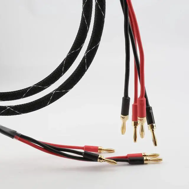 Alt view image 3 of 6 - Hifi 6N Pure copper Speaker Cables Banana Plug 2 to 2 Connector Audio Amplifier CD DVD Player Speaker Cable Length:(1.5m)