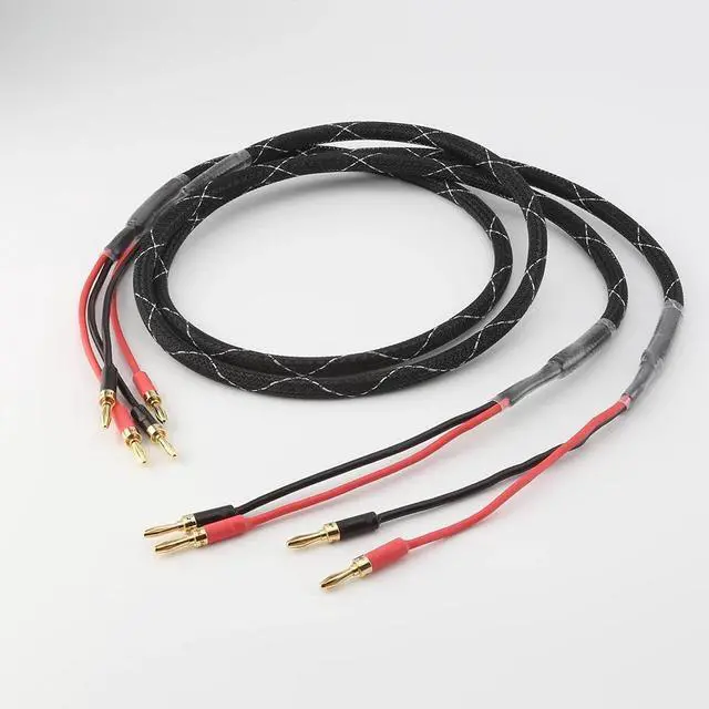 Alt view image 2 of 6 - Hifi 6N Pure copper Speaker Cables Banana Plug 2 to 2 Connector Audio Amplifier CD DVD Player Speaker Cable Length:(1.5m)