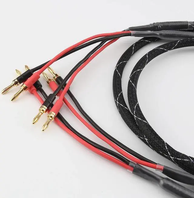 Alt view image 4 of 6 - Hifi 6N Pure copper Speaker Cables Banana Plug 2 to 2 Connector Audio Amplifier CD DVD Player Speaker Cable Length:(1.5m)