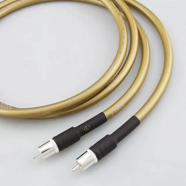 Alt view image 3 of 6 - HiFi A70 RCA interconnect cable with Silver plated RCA plug connector Length:2m