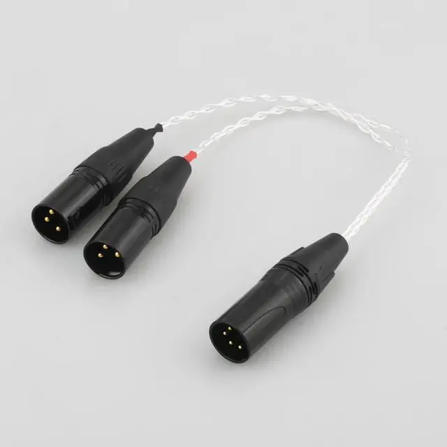 Main image of HIFI cable with 4-pin XLR Male to 2x 3-pin XLR Male Balanced Silver Plated Headphone Audio Adapter Length:2m
