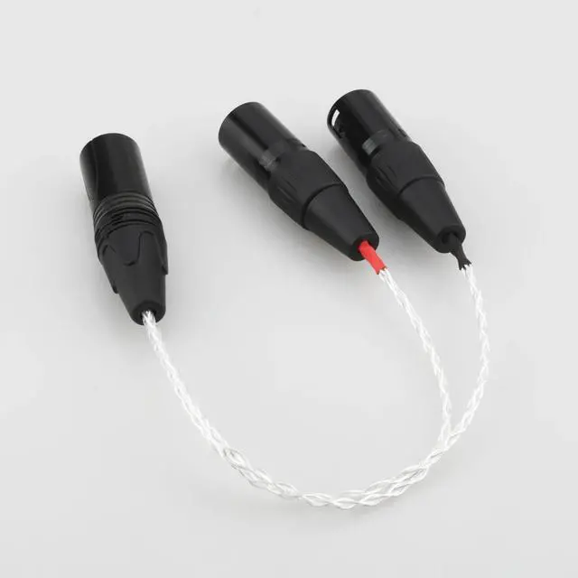 Alt view image 4 of 6 - HIFI cable with 4-pin XLR Male to 2x 3-pin XLR Male Balanced Silver Plated Headphone Audio Adapter Length:2m