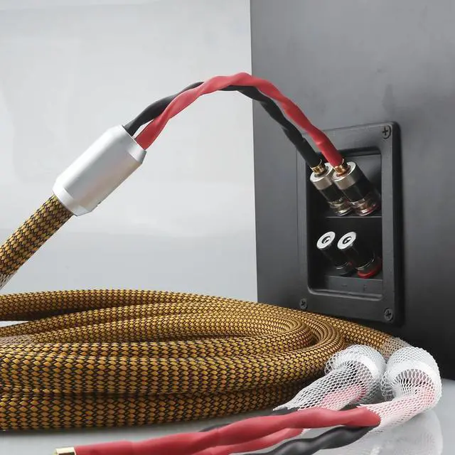 Alt view image 6 of 6 - AS0801 Silver Plated HIFI Speaker Cable Audiophile Loudspeaker Cable Length:(2.5m)