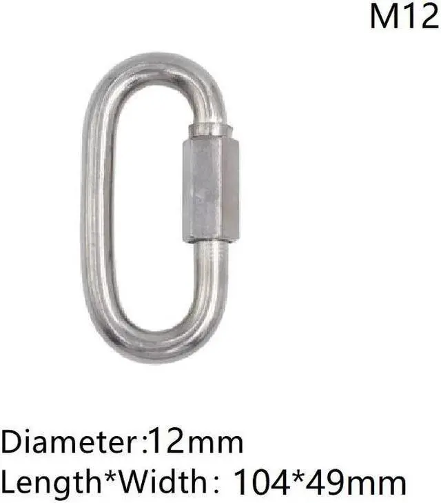 Main image of 1 Pcs Carabiner Hook 304 Stainless Steel Oval Screwlock Quick Link Lock Ring Hook Chain Rope Connector Buckle Locked Hook(M12)