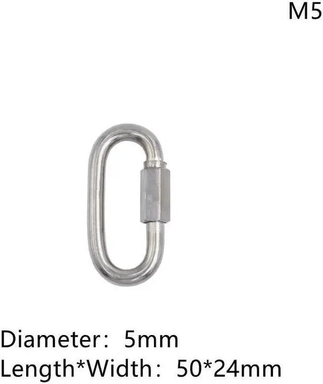 Main image of 1 Pcs Carabiner Hook 304 Stainless Steel Oval Screwlock Quick Link Lock Ring Hook Chain Rope Connector Buckle Locked Hook(M5)