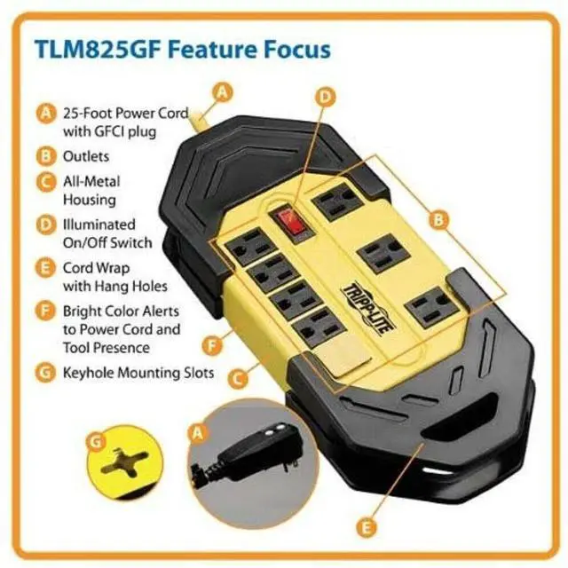 Alt view image 6 of 9 - Tripp Lite 8-Outlets Power Strip