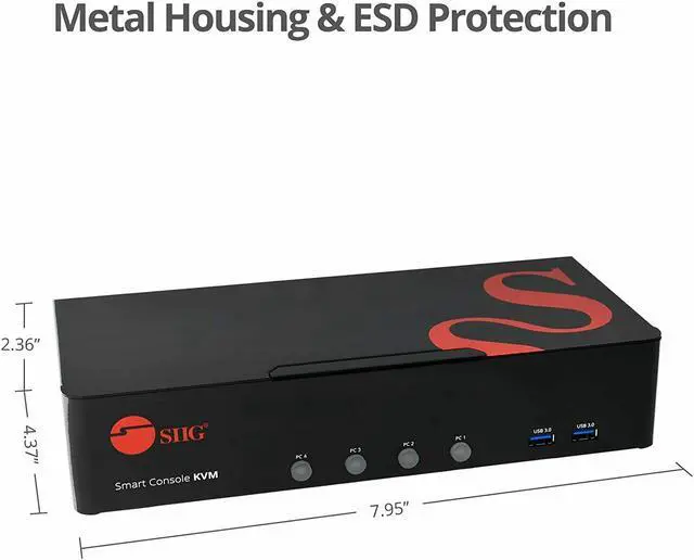 Alt view image 5 of 13 - SIIG 4-Port DVI Dual-Link Smart Console KVM Switch with USB 3.0 and Multimedia Ports