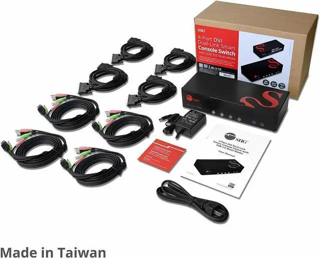 Alt view image 4 of 13 - SIIG 4-Port DVI Dual-Link Smart Console KVM Switch with USB 3.0 and Multimedia Ports