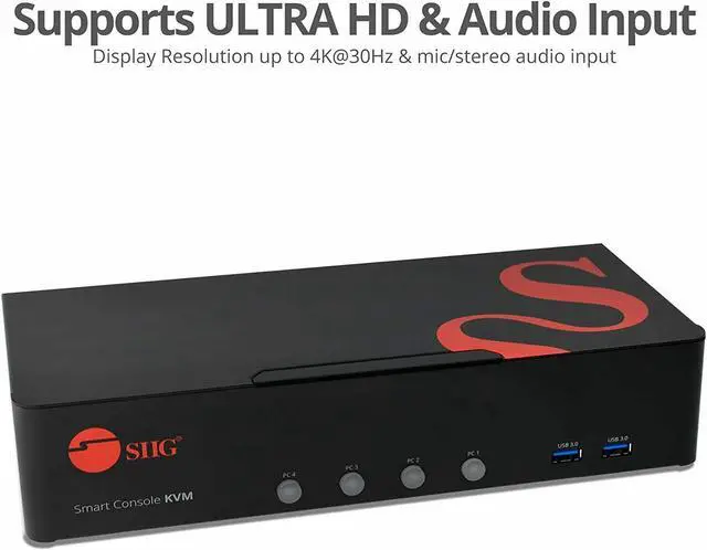 Alt view image 10 of 13 - SIIG 4-Port DVI Dual-Link Smart Console KVM Switch with USB 3.0 and Multimedia Ports