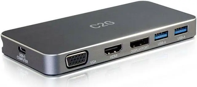 Alt view image 6 of 9 - C2G 54439 C2G USB C DUAL DISPLAY DOCK WITH HDMI, DISPLAYPORT, VGA & POWER DELIVERY