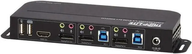 Alt view image 10 of 19 - TRIPP LITE B005-DPUA2-K 2-Port DisplayPort/USB KVM Switch - 4K 60 Hz, HDR, HDCP 2.2, IR, DP 1.4, USB Sharing, USB 3.0 Cables