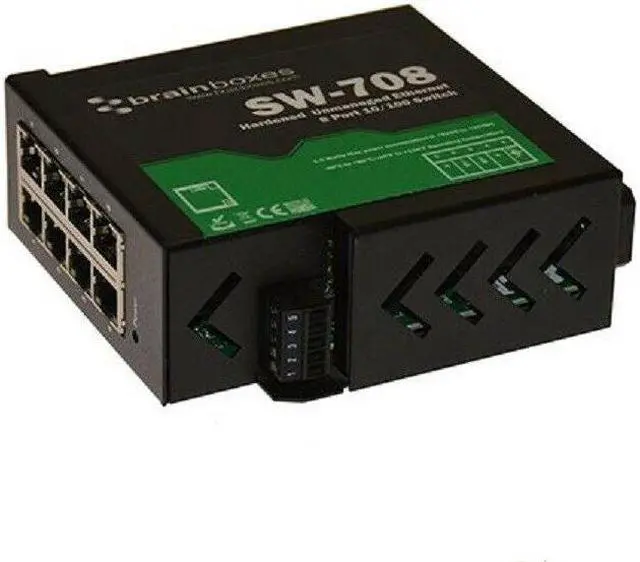 Alt view image 15 of 20 - Brainboxes Hardened Industrial Ethernet 8 Port Switch Din Rail Mountable