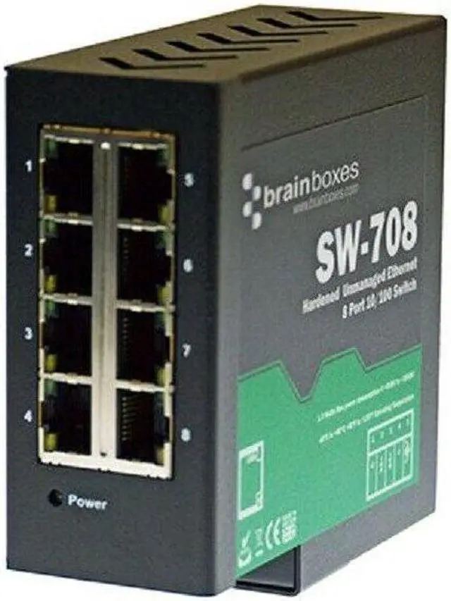 Alt view image 16 of 20 - Brainboxes Hardened Industrial Ethernet 8 Port Switch Din Rail Mountable