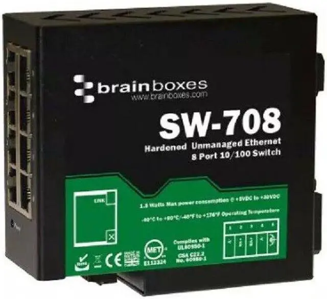 Alt view image 14 of 20 - Brainboxes Hardened Industrial Ethernet 8 Port Switch Din Rail Mountable