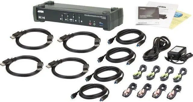 Alt view image 12 of 14 - Aten 4-Port USB 3.0 4K DisplayPort MST KVMP Switch (Cables Included)