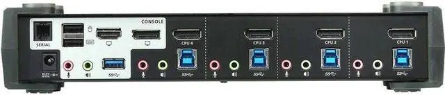 Alt view image 14 of 14 - Aten 4-Port USB 3.0 4K DisplayPort MST KVMP Switch (Cables Included)