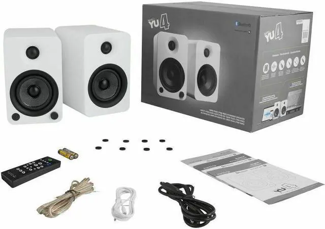 Alt view image 5 of 19 - Kanto YU4 Powered Bookshelf Speakers with Built-In Bluetooth - Pair (Matte White)