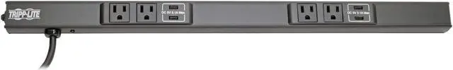 Alt view image 9 of 13 - Tripp Lite - PSC240410USBB - Tripp Lite Power Strip 4-Outlet w 4-Port USB Charging 5-15R 10ft Cord 24in - NEMA 5-15P - 4