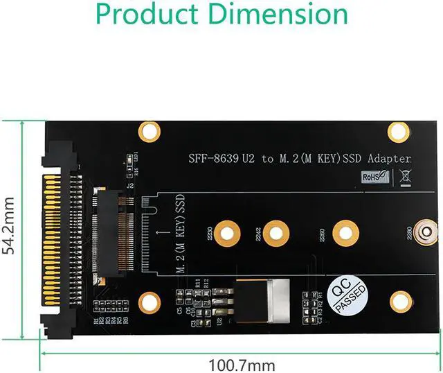 Alt view image 5 of 6 - Add On Cards U.2 SFF-8639 to M2 SSD Adapter U.2 to M.2 NVME SSD M Key Expansion Card Board for 2230 2242 2260 2280 M2 SSD