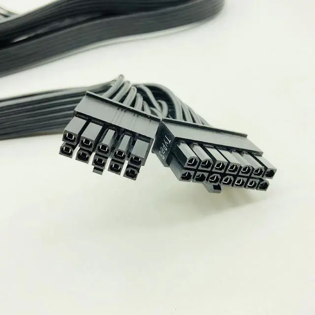 Alt view image 2 of 6 - 10pin+14pin to 24pin Modular Power Supply Cables Sleeved Cable Adapter ATX 24Pin for Corsair AX1200 AX1200i RM Series 18AWG 60cm