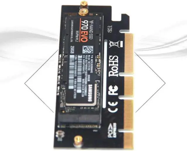Alt view image 5 of 5 - M.2 NVME Raiser PCIE to M2 Adapter PCI Express GEN3 High Speed Compatible PCIE X16 X8 X4 Slot LED Indicator for 2230-2280 M2 SSD