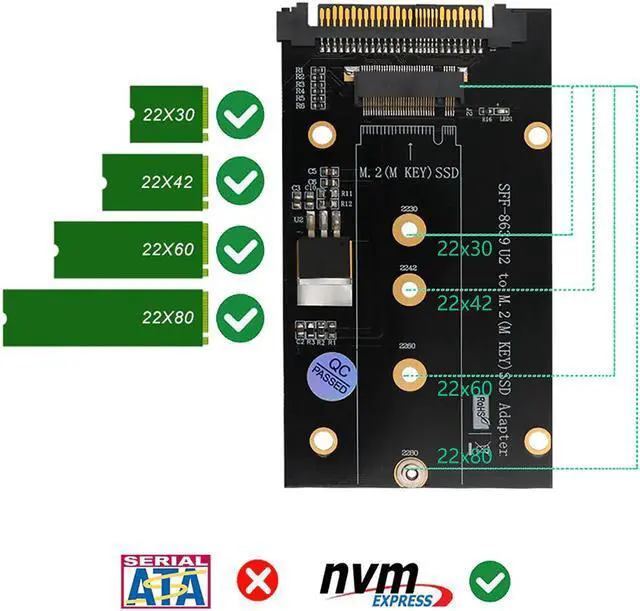 Alt view image 4 of 6 - Add On Cards U.2 SFF-8639 to M2 SSD Adapter U.2 to M.2 NVME SSD M Key Expansion Card Board for 2230 2242 2260 2280 M2 SSD