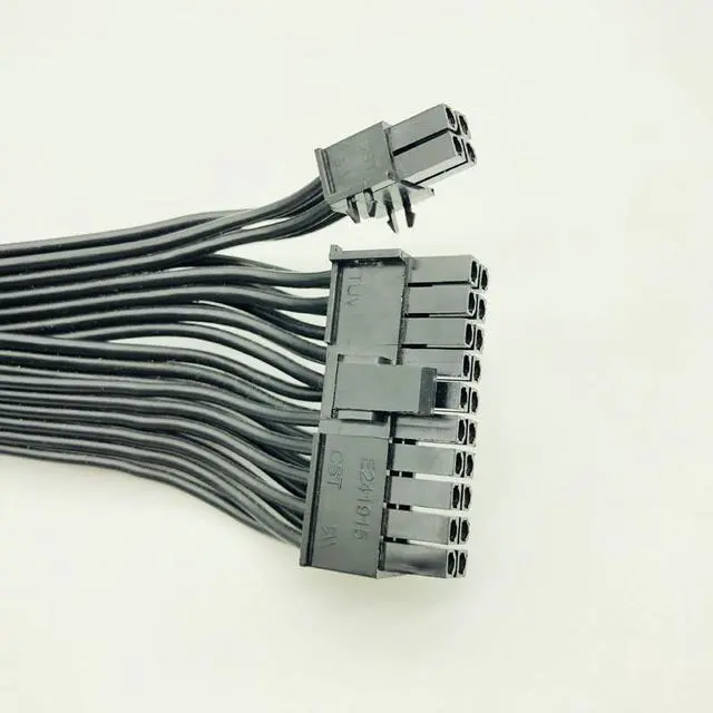 Alt view image 4 of 6 - 10pin+14pin to 24pin Modular Power Supply Cables Sleeved Cable Adapter ATX 24Pin for Corsair AX1200 AX1200i RM Series 18AWG 60cm