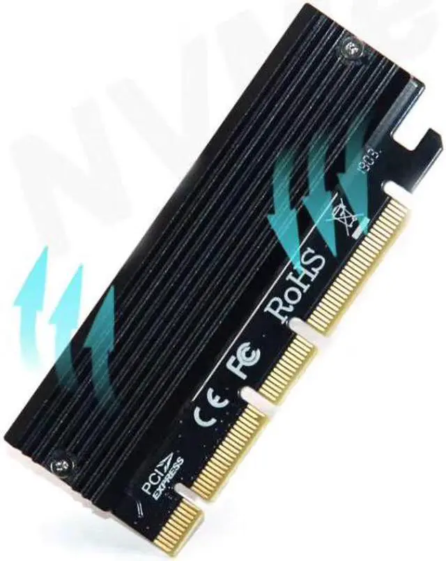 Alt view image 3 of 5 - M.2 NVME Raiser PCIE to M2 Adapter PCI Express GEN3 High Speed Compatible PCIE X16 X8 X4 Slot LED Indicator for 2230-2280 M2 SSD