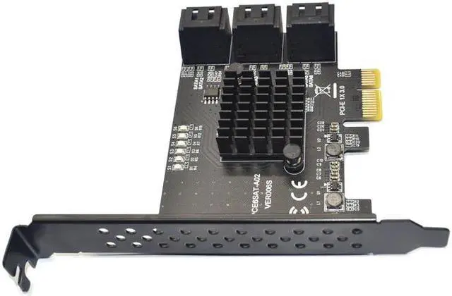 Alt view image 3 of 6 - PCIE to SATA Card 6 Ports SATA 3 PCI Express Expansion Card PCI-E/PCIE SATA Controller Multiplier for SSD Synology ASM1166 Chips