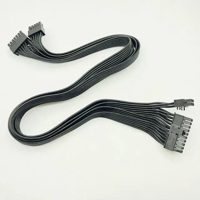 Alt view image 6 of 6 - 10pin+14pin to 24pin Modular Power Supply Cables Sleeved Cable Adapter ATX 24Pin for Corsair AX1200 AX1200i RM Series 18AWG 60cm